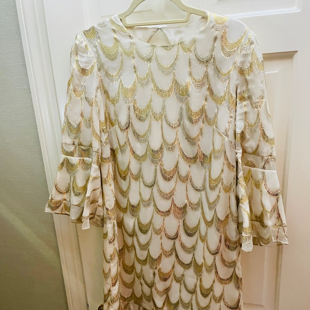 Vaness Fox white and gold dress SIZE S